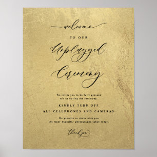 Black and Gold Unplugged Zeremonie Hochzeitszeiche Poster