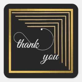 Black and Gold Vielen Dank Quadratischer Aufkleber