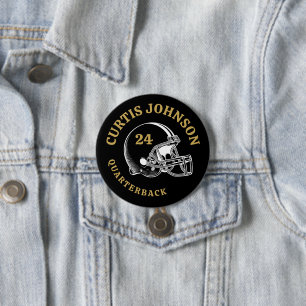 Black and Gold Vintag Football Helmet Individuelle Button