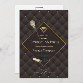 Black and Gold Virtual Graduation Party Foto Einladung