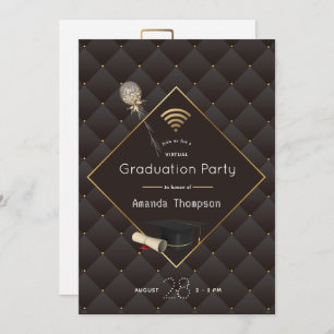 Black and Gold Virtual Graduation Party Foto Einladung