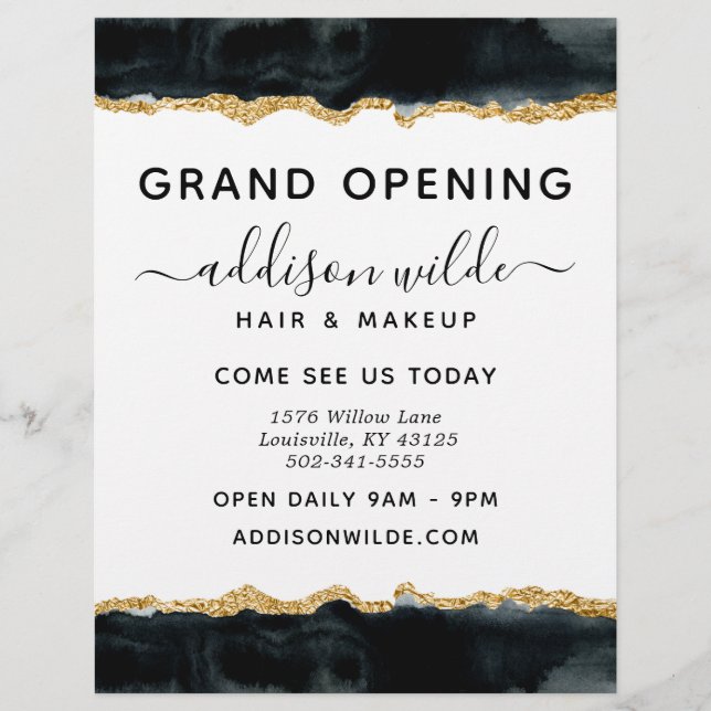 Black and Gold Watercolor Business Flyer (Vorne)