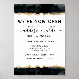 Black and Gold Watercolor Business Poster