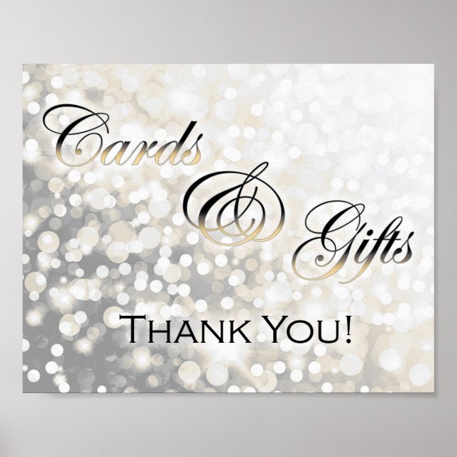 Black and Gold Wedding Cards and Gifts Sign Poster (Vorne)