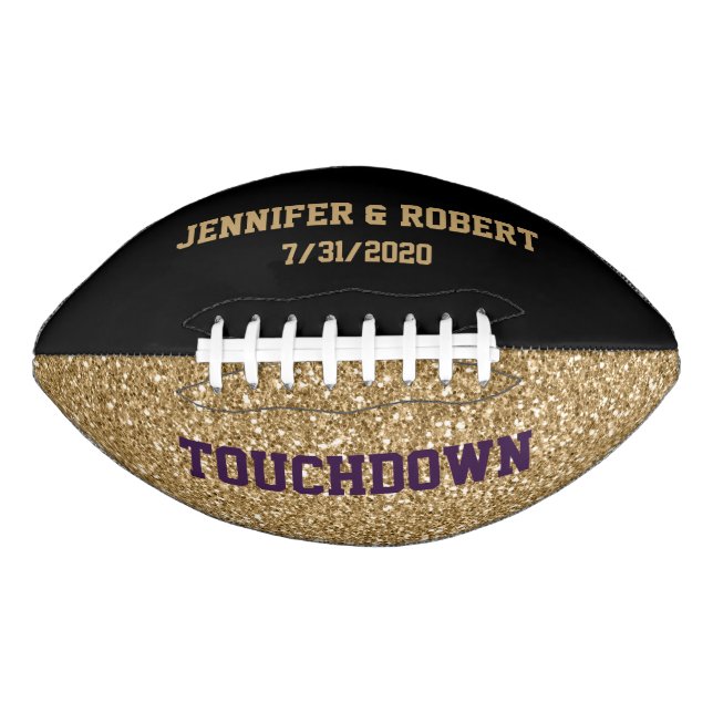 Black and Gold Wedding Custom Football (Vorderseite)