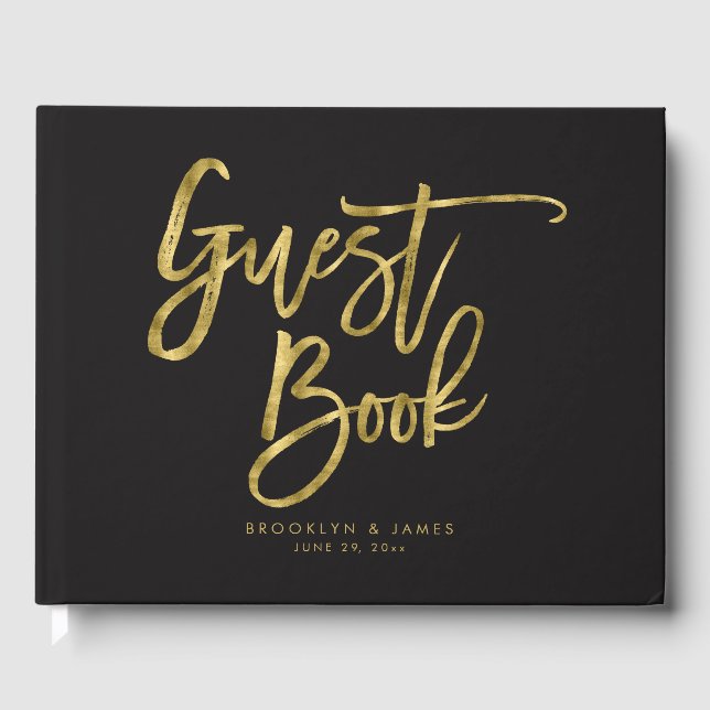 Black and Gold Wedding Gästebuch (Vorderseite)
