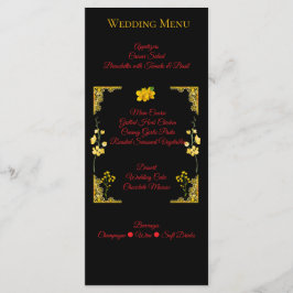 Black and Gold Wedding Menu Card Menükarte