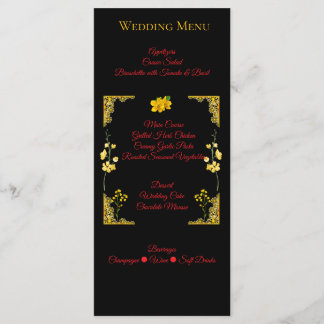 Black and Gold Wedding Menu Card Menükarte