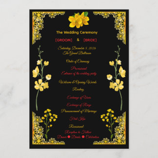 Black and Gold Wedding Program Programm