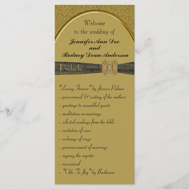 Black and Gold Wedding Program Rack Card Programm (Vorderseite)