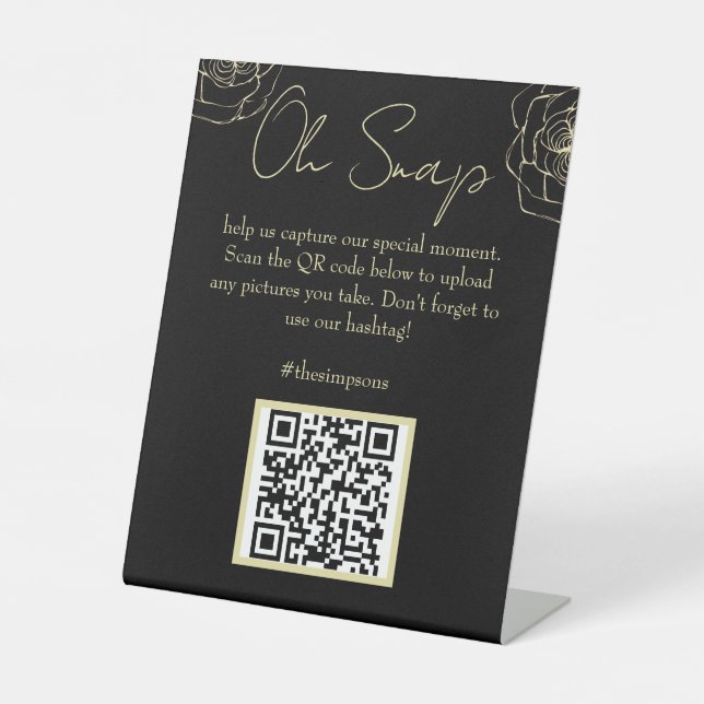 Black and Gold Wedding Signs Sockelschild (Vorderseite)