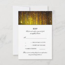 Black and Gold Wedding String Lights UAWG RSVP Karte
