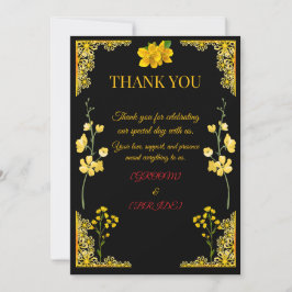 Black and Gold Wedding Thank You Card Dankeskarte