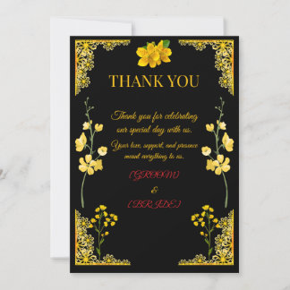 Black and Gold Wedding Thank You Card Dankeskarte