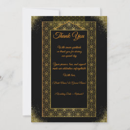 Black and Gold Wedding Thank You Card | Elegant Dankeskarte