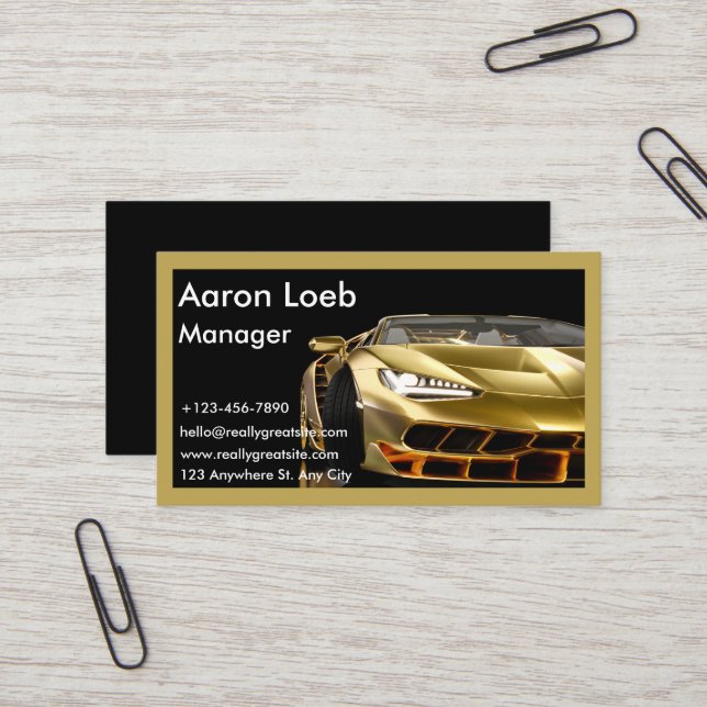 Black and Golden Automotive Business Card Visitenkarte (Vorderseite/Rückseite Beispiel)