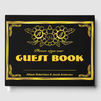 Black and Golden Wedding Guest Book Gästebuch