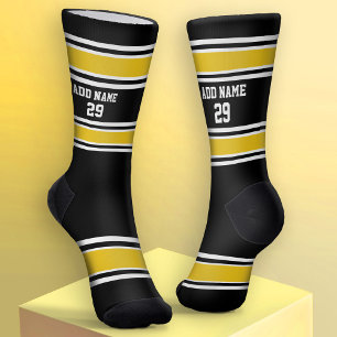 Black and Golden Yellow Sport Jersey - Name Number Socken