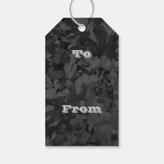 Black And Gray Abstract Graphic Art Design Geschenkanhänger (Rückseite)