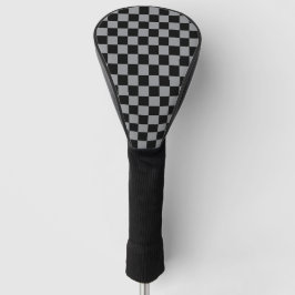 Black and Gray Checkered Print Golf Headcover