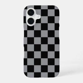 Black and Gray Checkered Print iPhone 16 Hülle