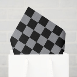 Black and Gray Checkered Print Seidenpapier