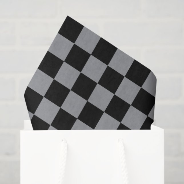 Black and Gray Checkered Print Seidenpapier (Geschenktüte)