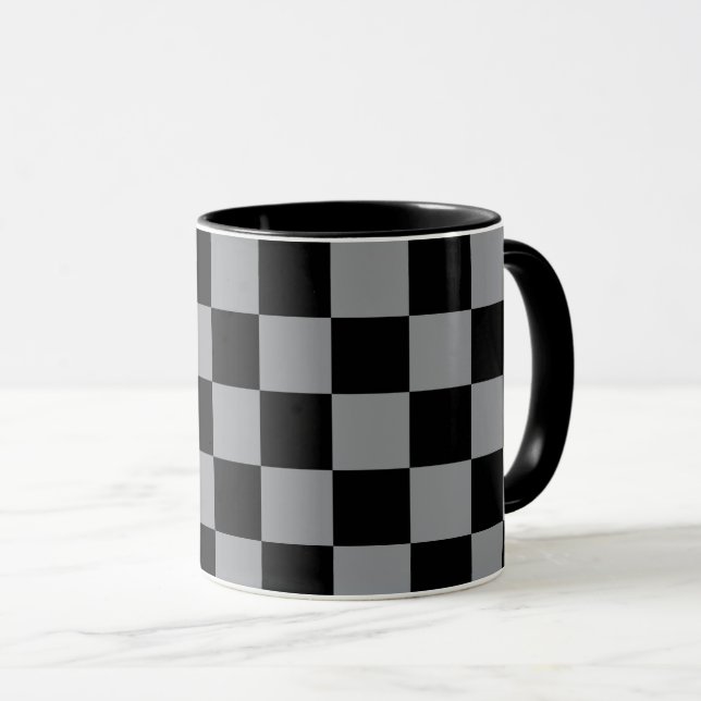 Black and Gray Checkered Print Tasse (VorderseiteRechts)