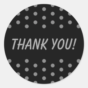 Black and Gray Polka Dots Danke Runder Aufkleber