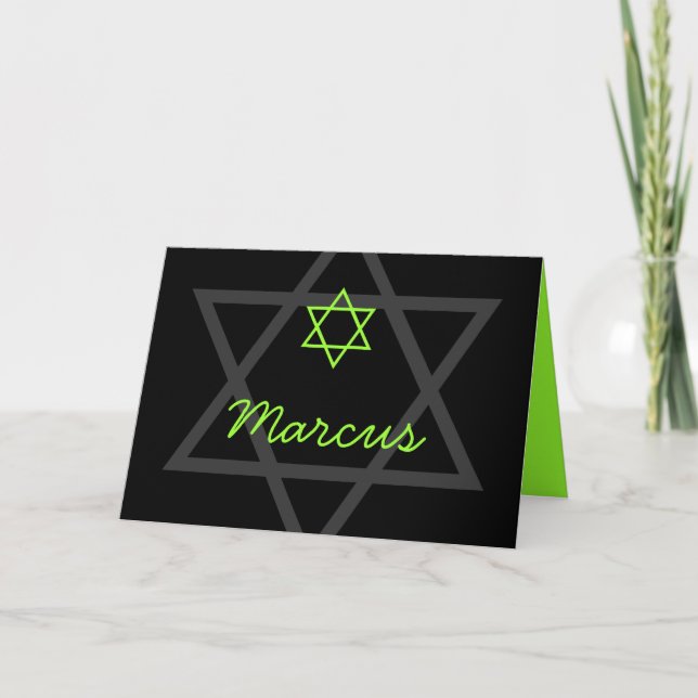 Black and Green Bar Mitzvah Danke (Vorderseite)