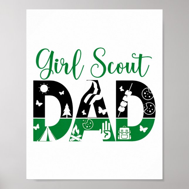 Black And Green Dad Scout For Girls Cookie Camping Poster (Vorne)