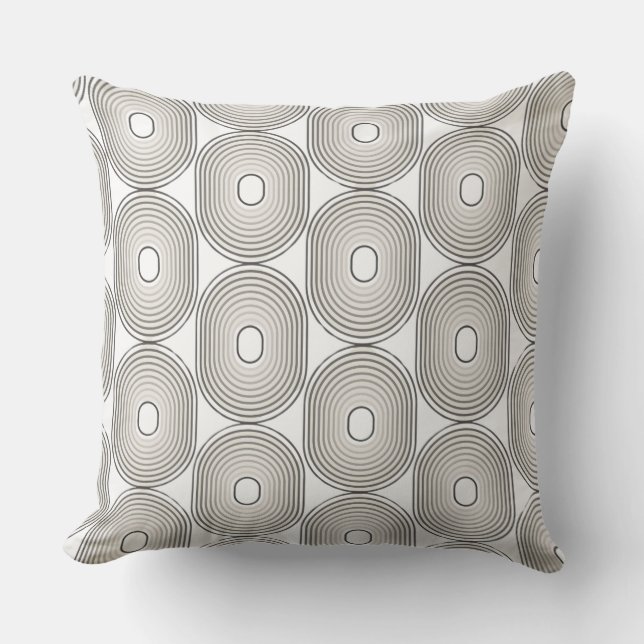 Black and Grey Circle Geometric Throw Pillow Kissen (Vorderseite)