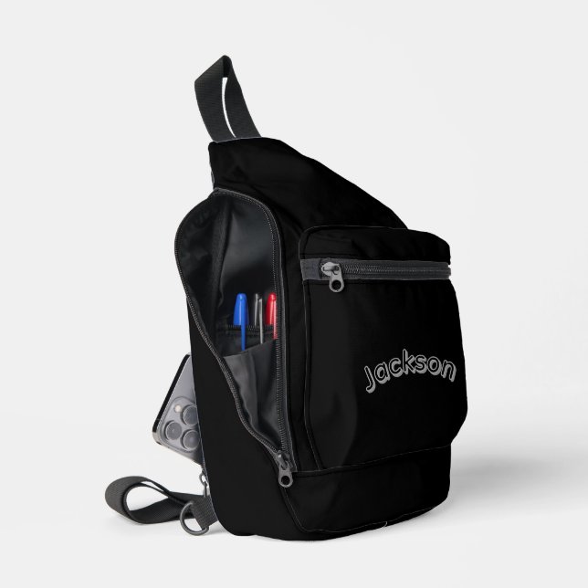 Black And Grey Jackson Name, Crossbody Bag (Offen)