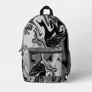 Black and Grey Swirl Art Bedruckter Rucksack