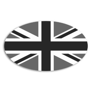 Black and Grey Union Jack Ovaler Aufkleber