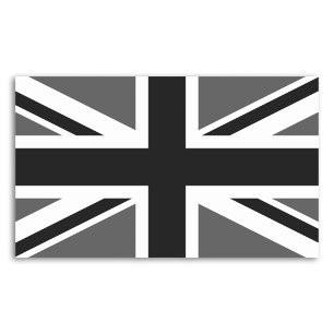 Black and Grey Union Jack Rechteckiger Aufkleber