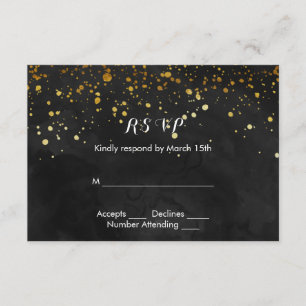 Black and Imitate Gold Glitzer RSVP Karte
