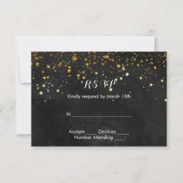 Black and Imitate Gold Glitzer RSVP Karte