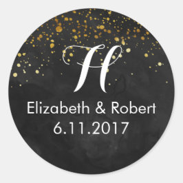Black and Imitate Gold Glitzer Runder Aufkleber