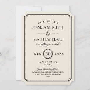 Black and Ivory Art Deco Monogram Save the Date