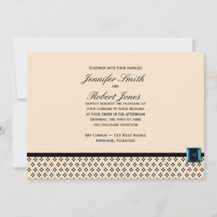 Black and Ivory Modern Damask Hochzeit Einladung