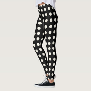 Black and Ivory Polka Dots Leggings