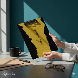 Black and M Gold Clipboard with Displayed Name Klemmbrett