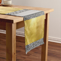 Black and Metallic Gold Table Runner