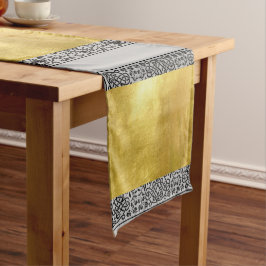 Black and Metallic Gold Table Runner Großer Tischläufer