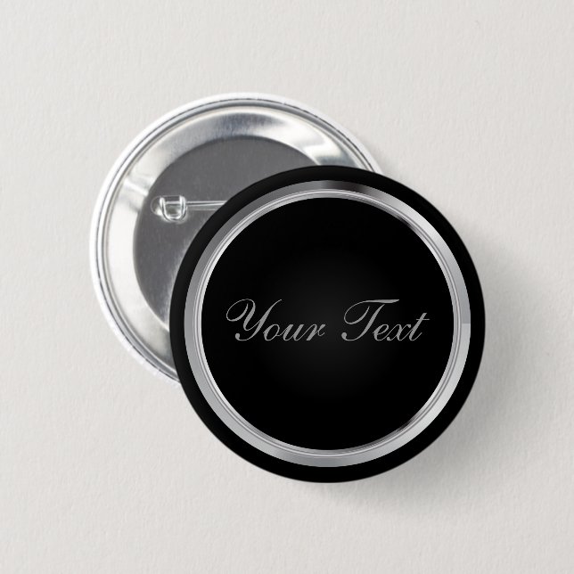 Black and Metallic Silver with DIY Text Button (Vorne & Hinten)