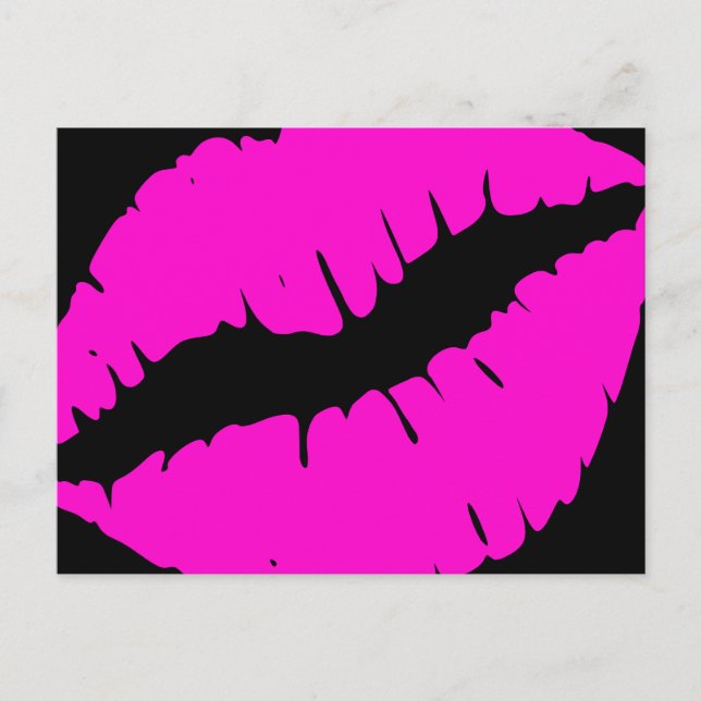 Black and Neon Pink Lipstick Kalligraphie Danke Postkarte (Vorderseite)