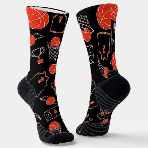 Black and Orange Basketball Thema Socken