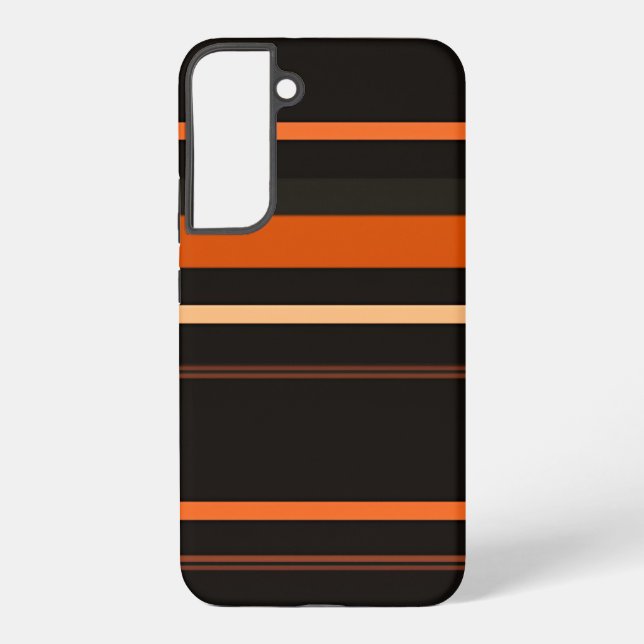 Black and Orange Bold Stripe Pattern Samsung Galaxy Hülle (Rückseite)