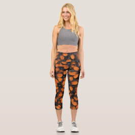 Black and Orange Floral Leggings